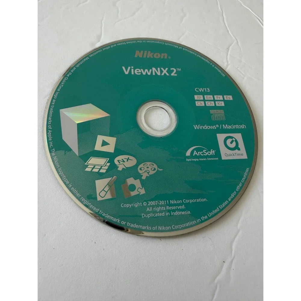 Nikon ViewNX 2 Software CD-ROM CW13 Windows Macintosh Photo Editing Disc